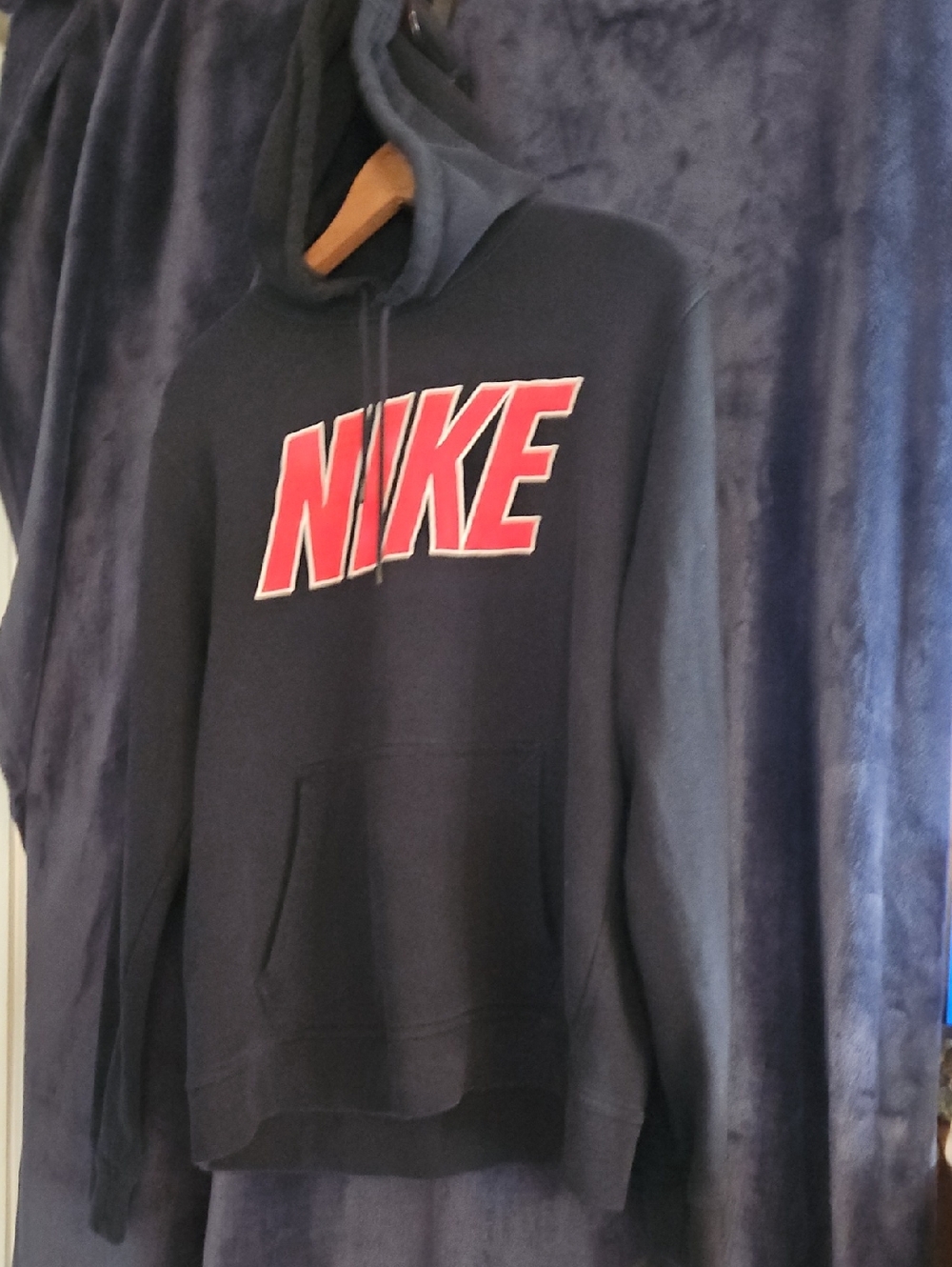 Nike Black Pullover Hoodie with Red Logo